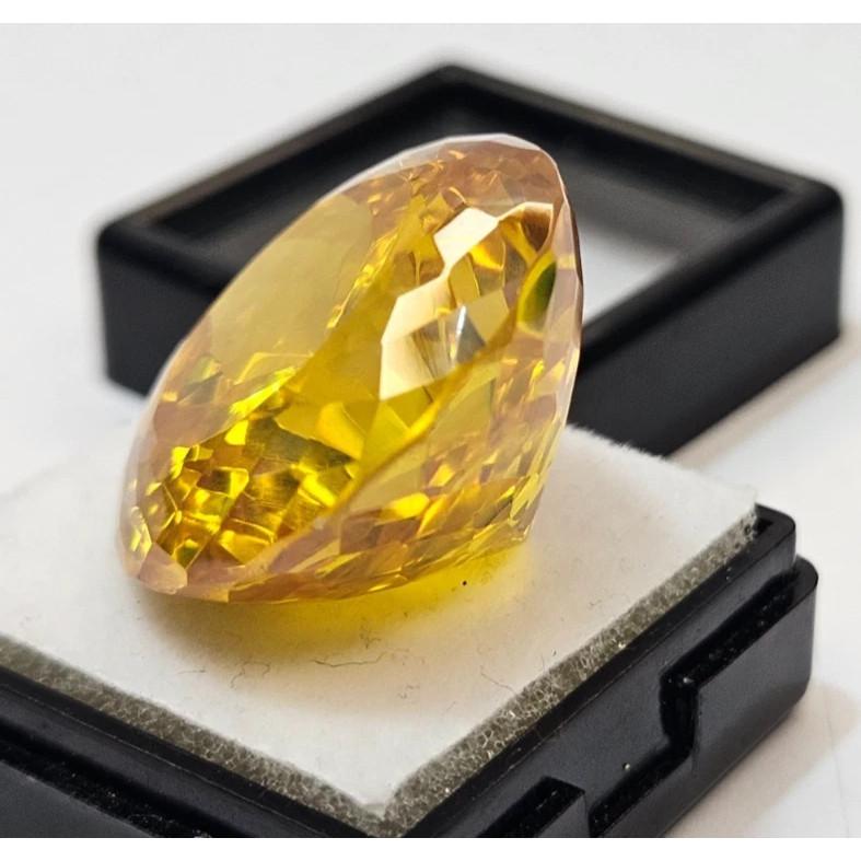 Yellow Color Cambodia Zircon 88-89 Ct Round Cut Certified Stunning Gemstone