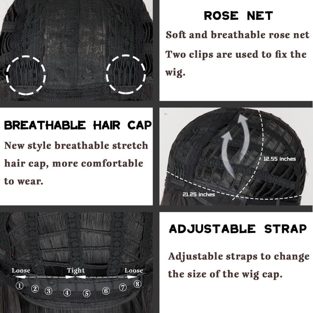 XINRAN 18-дюймовый длинный синтетический парик с челкой, темный корень, цвет омбре, натуральный заголовок, термостойкие парики из волос для женщин