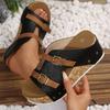 Fashionable Large Size Wedge Women's Fish Mouth Thick Sole Studded Sandals