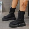 Platform Fur Ankle Snow Boots Winter Warm Plush Chelsea Leather Shoes Woman 2025 Trend Goth Casual Shoes Fad Chunky Botas Mujer