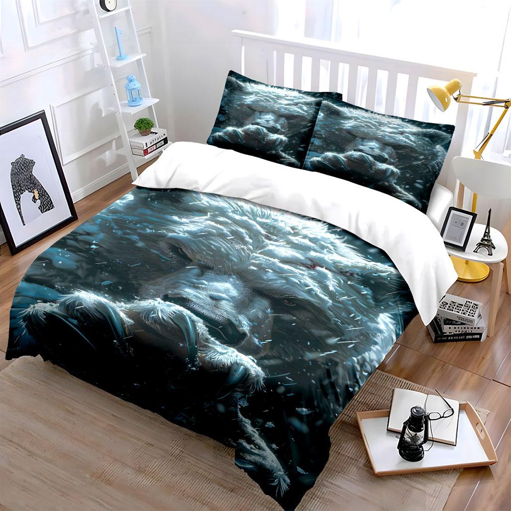 Glowing wolf face design. Bedding sets Duvet cover sets Duvet covers Pillowcases(1 * Duvet Cover 2 * Pillowcases without duvet insert)