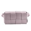 New Light Purple Small Square Bag Fashion Single Shoulder Crossbody Bag Solid Color Simple Woven Waist Bag Chest Bag Women