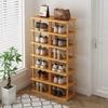 Wood Shoe Rack Multi-Layer Stackable Shoes Organizer Narrow Simple Entrance Shoe Cabinet Storage Shelf Home Space Saving Cabinet