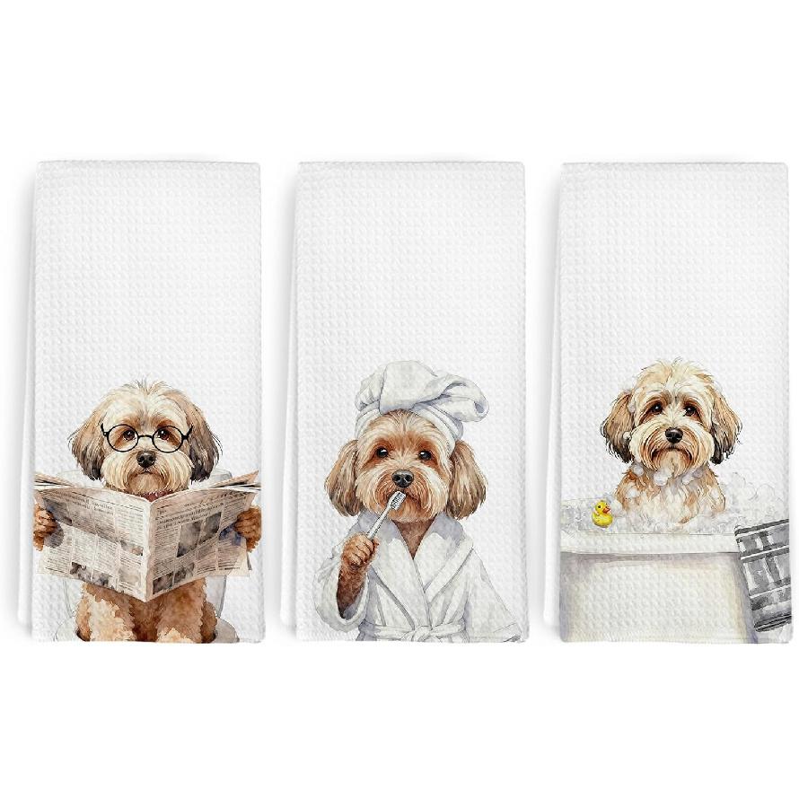 Funny Springer Spaniel Dog Hand Towels for Bathroom Washroom Decor, Springer Spaniel Dogs Gifts for Men Women, Cute Dog Decorative Hand Towels Set of