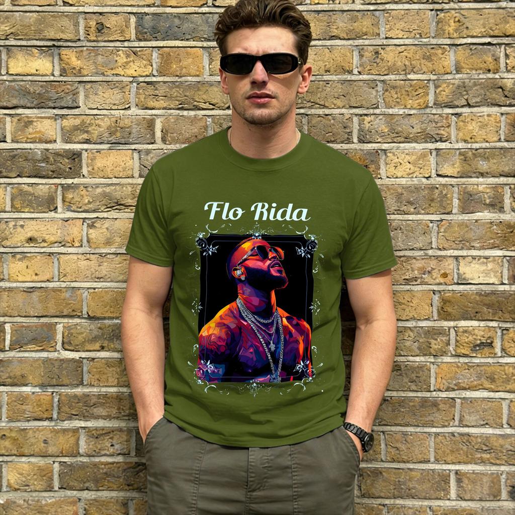 Rapper Flo Rida Unisexs T Shirts Casual Tees Short Sleeve Crewneck Tshirt 100 Cotton Gift Idea Clothing