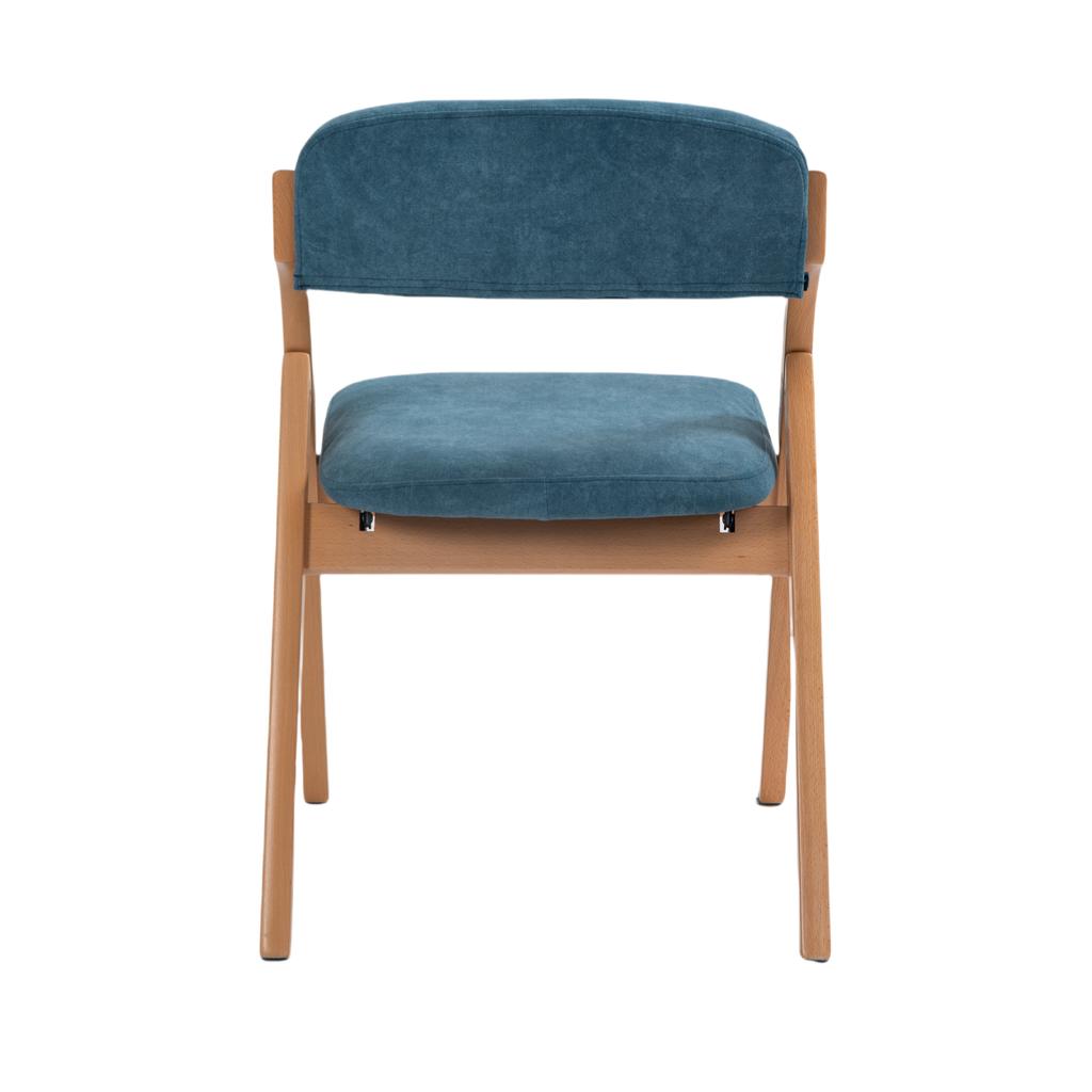 HOMEFUN Folding Chairs with Padded Seats, Wooden Stackable Dining Chairs Set of 2, Removable Cover, Kitchen Office Wedding Party Picnic, Blue