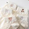 5 Pairs Bear Women Socks Female Hollow Socks Spring and Summer Korean Girls Japanese Cute Ins Tide White Girls Socks