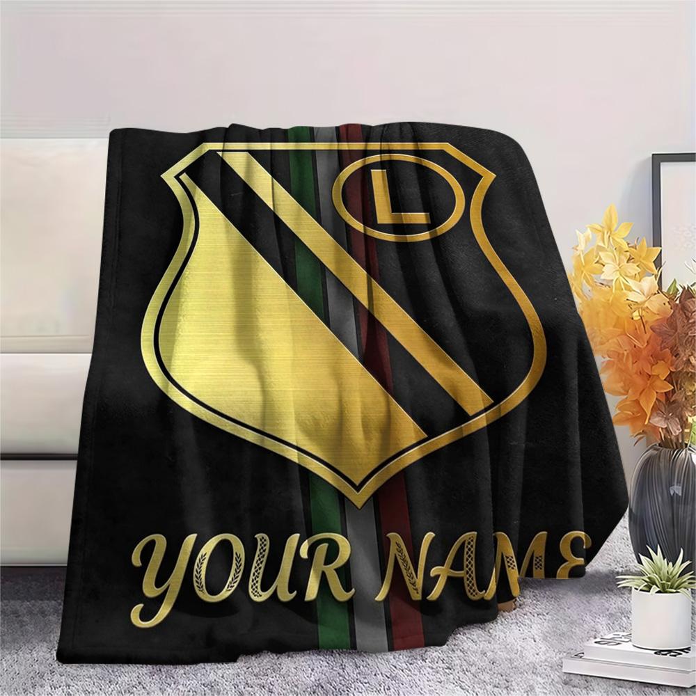 1PC L Shield Crest Custom Name Patterned Flannel Blanket Suitable For All Seasons For Home Decor Warmth And Comfort Gifts Holiday Present