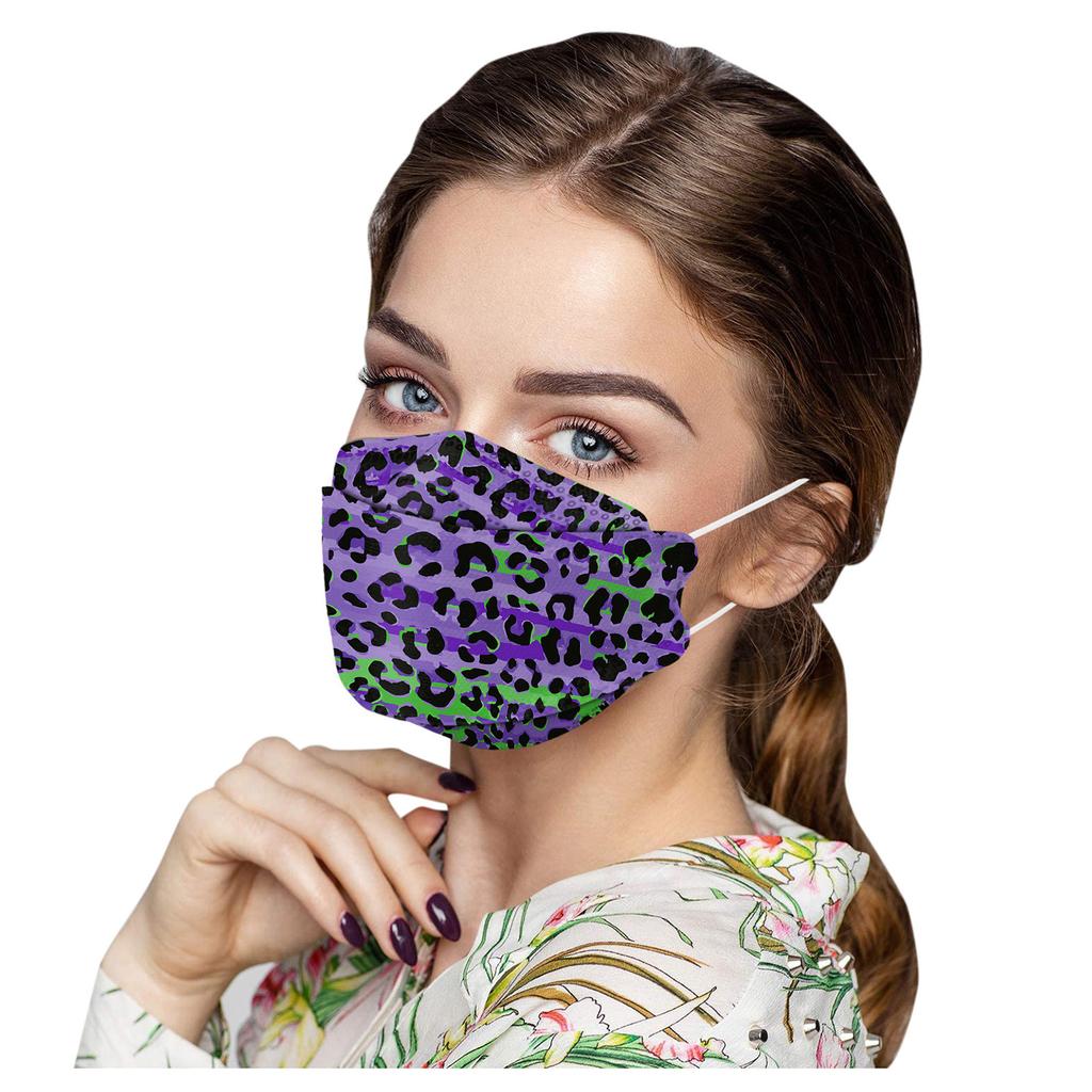 10PCS Unisex Adult Leopard Print Outdoor Mask Protective Disposable Face Mask