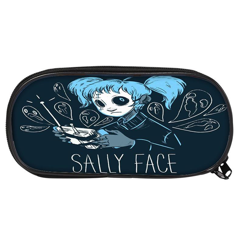 Professional Nylon Pencil Case With Sally Face Cartoon Print Design For Students And Office Workers