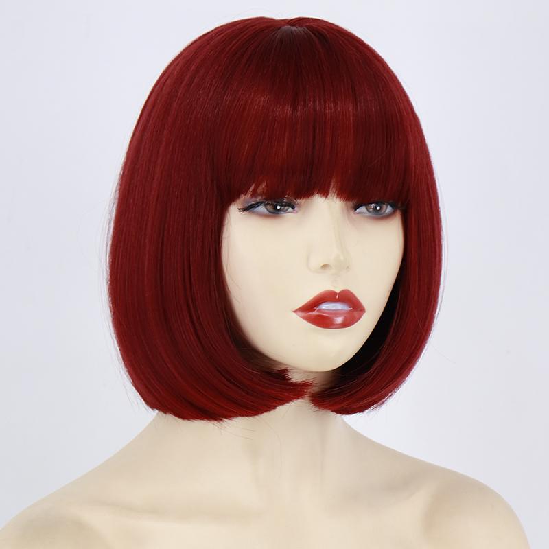 MERISIHAIR Женский короткий боб, светло-русый прямой парик до плеч с челкой, косплей, парик на Хэллоуин, синтетическое волокно, короткие волосы