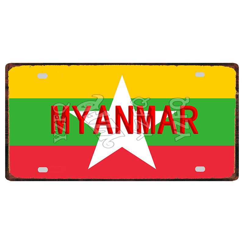 [YZFQ ]30X15СМ Национальный флаг Марокко Норвегии Кипра Металлическая жестяная табличка Городское путешествие Сувенир Настенный Паб Магазин Домашний Декор Ручной работы DC-1345B