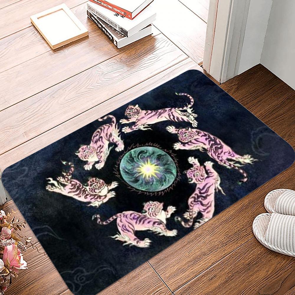 Six Tiger Door Mats The Tiger Circled Around The Moon Anti-slip Doormat Floor Mat Home Living Room Footpad Mats