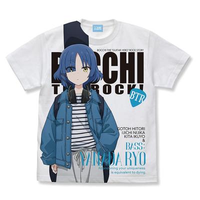 [Официальный] Nijigen Cospa Аниме [Bocchi the Rock] Оригинальная иллюстрация Рё Ямада Футболка с полной графикой Уличная мода Версия. БЕЛЫЙ Размер L