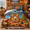 Рождественский комплект постельного белья с индивидуальным именем, 3 предмета: простыня, наволочки. Для спальни. Праздничный подарок