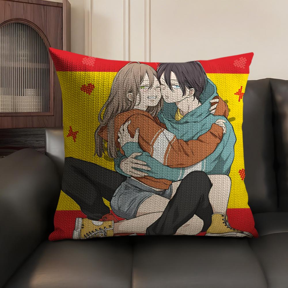 My Love Story YYamadakun Cushion Cover Natural Linen Organic Fabric DoubleSided Printing Breathable Perfect Gift for Decor