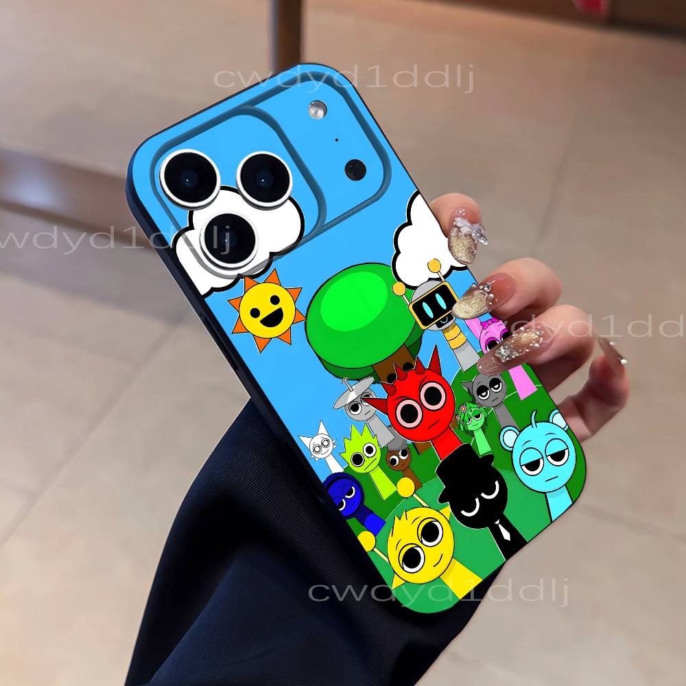Мультяшный чехол S-Sprunki для iPhone 17,16,15,11,12,14,13 Pro Max Mini XS,XR,7 Plus 16E Air, противоударный, мягкий чехол