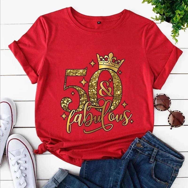 50 и сказочные футболки 50-й день рождения смешные женские футболки хип-хоп винтажные футболки одежда креативные топы женские футболки с коротким рукавом