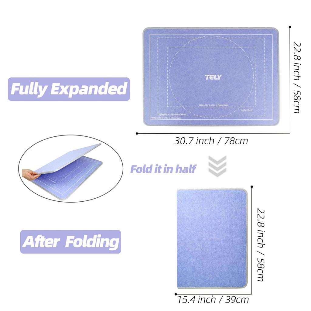 Складная доска для пазлов TELY - Прочный жесткий войлок, Нескользящая поверхность, Портативная и легкая, Вмещает 1000 элементов