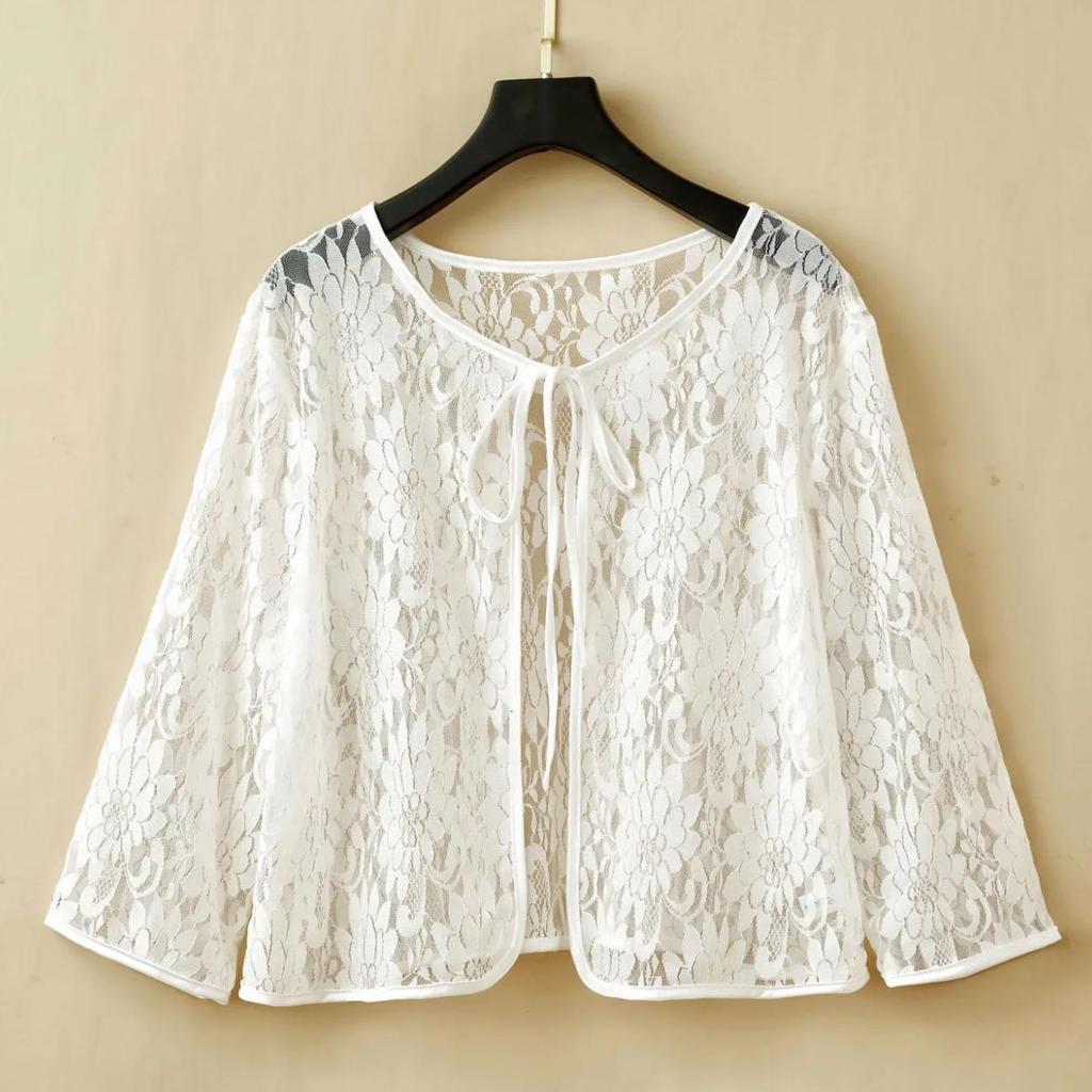 XL-6XL, женская высококачественная кружевная шаль с резным дизайном, весна-лето, кардиган большого размера, защита от солнца, тонкое пальто, рубашка с кондиционером