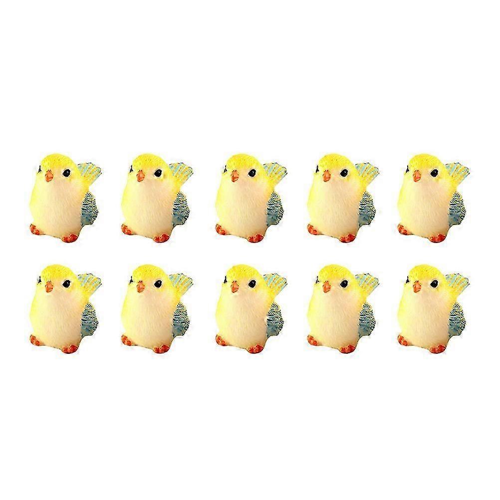 Resin Mini Bird Figurines for Decoration 10Pcs Assorted Color Dollhouse Ornaments