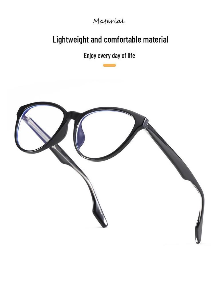 INS Style Cat-Eye TR Frame Glasses: Fit for Prescription, Anti-Blue Light, Large Face Slimming CP9