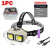 Мощный налобный фонарь COB LED, водонепроницаемый, с USB-C зарядкой, 18650, EDC, для улицы, туризма, рыбалки, кемпинга