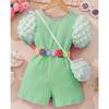 2-7Y Children's Bubble Sleeve Bodysuit Crossed Back Bodysuit Children's Short Sleeve