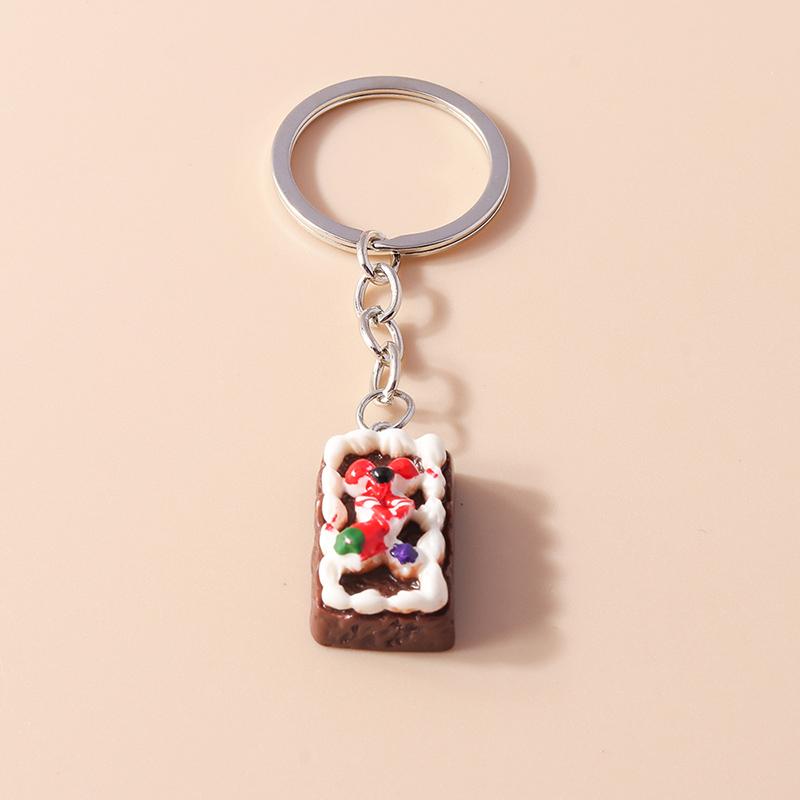 Cute Resin Simulation Food Keychain Cookies Chocolate Key Ring for Car Key Holder Handbag Pendant DIY Jewelry Gifts