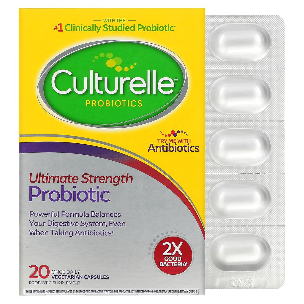 Culturelle Probiotic, Ultimate Strength Probiotic, 20 Billion CFU, 1 Tablet Per Serving, 20 Veggie Capsules