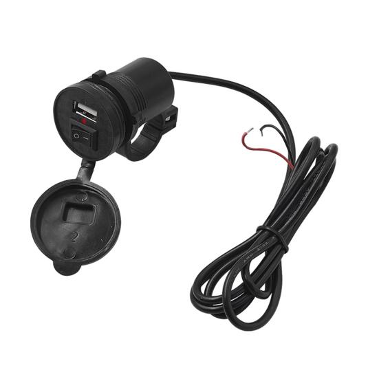 USB-зарядное устройство для телефона, легко устанавливается, черное, с выключателем