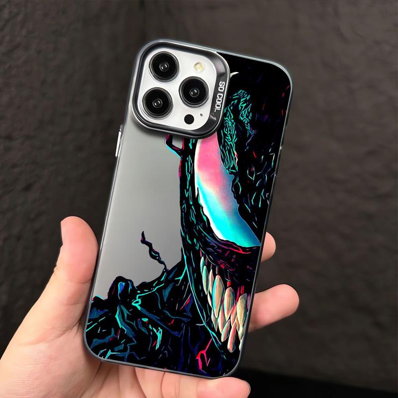 Стильный чехол Marvel Venom в серебристом цвете для Apple iPhone 15 14 13 11 12 13 Pro Max 14 Plus от Funda Luxury.