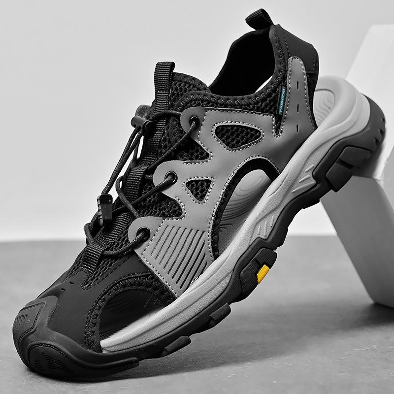 Summer Outdoor Shoes Beach Shoes Men's Bag Head Sandals, Breathable Mesh Men's Shoes Non-slip Walking Shoes Casual Shoes Trendy Shoes