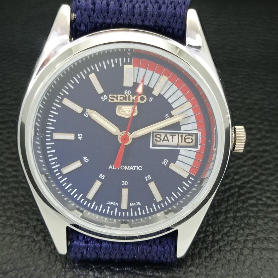ВОССТАНОВЛЕННЫЕ ВИНТАЖНЫЕ МУЖСКИЕ ЧАСЫ SEIKO 5 AUTOMATIC JAPAN D/D BLUE 528-a277002-12