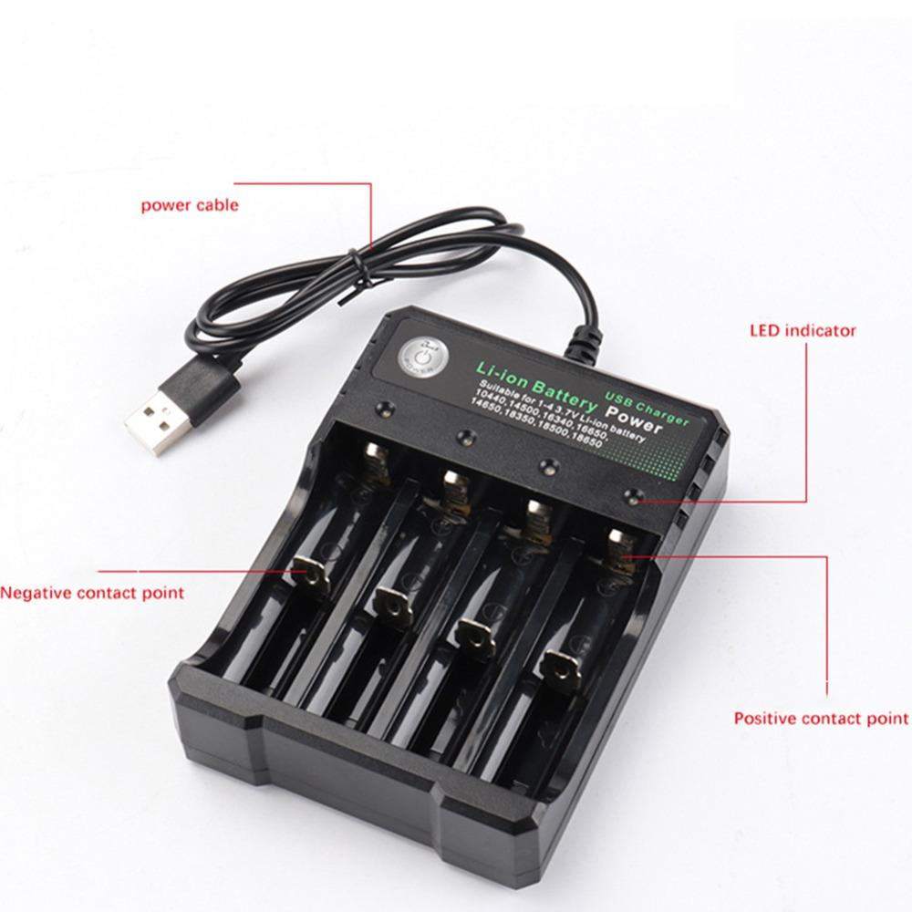 4-слотовый зарядное устройство для аккумуляторов 18650 3,7 В Li-ion USB независимая зарядка 2X 3X 4X Портативное электронное зарядное устройство для аккумуляторов 16340 14500 26650