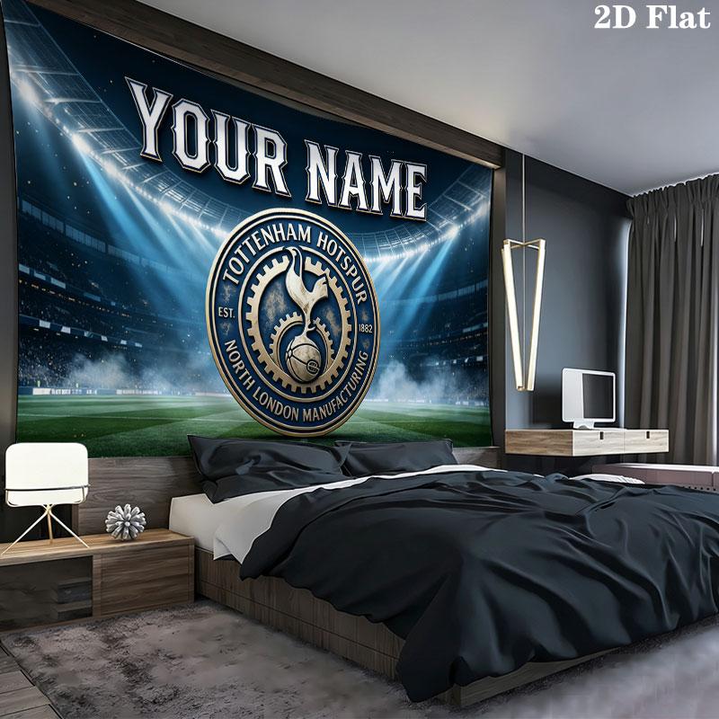 Custom Name,Tottenham Hotspur Wall tapestry, aesthetic printed fabric blanket, suitable for bedroom, living room, and home decor.