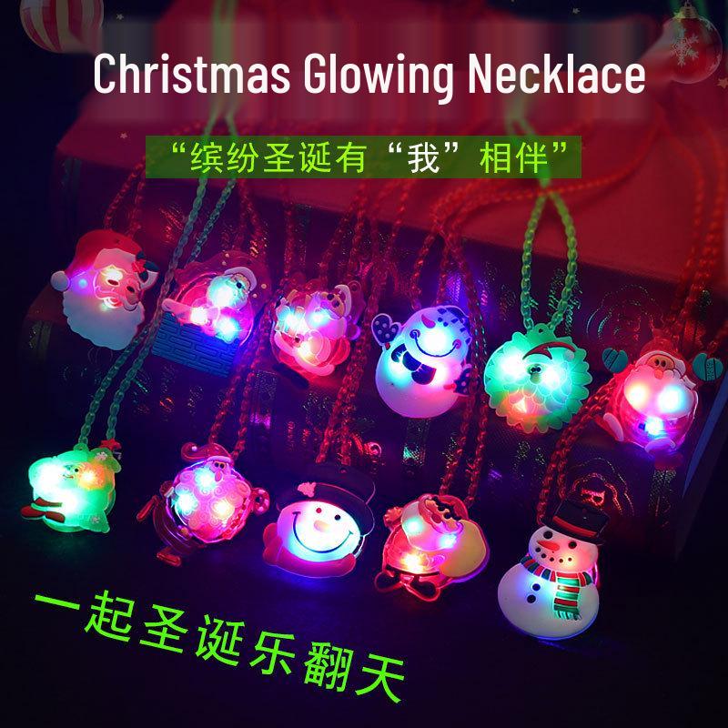 Glowing Christmas Necklace and Halloween Brooch Set with Flashing Watch and Ring