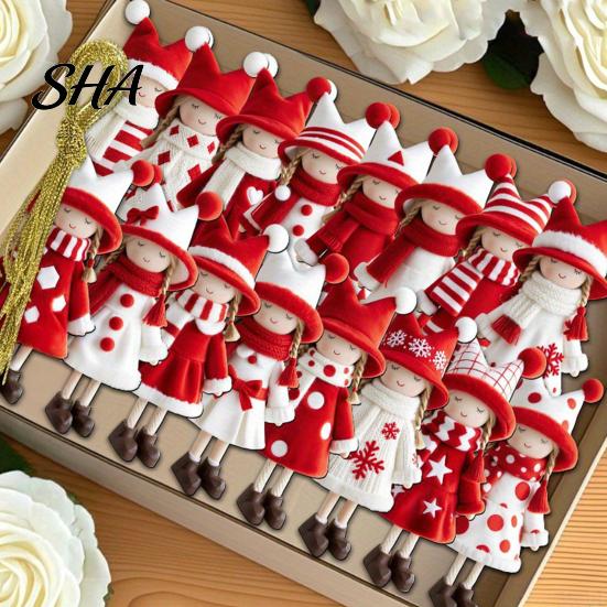 Rustic Christmas Tree Decor Red And White Doll Hanging Pendants for Tree, Decorative Wooden Girls Gifts Friends Family Ornament, Seasonal Ornaments
