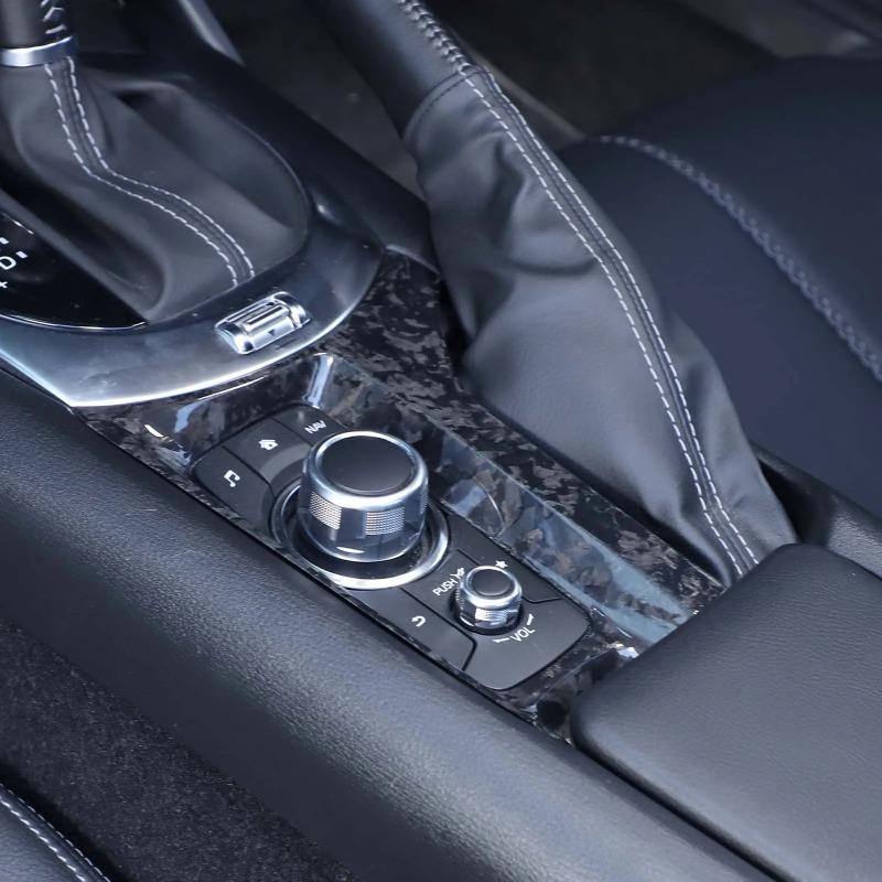 ToMong Real Carbon Fiber Car Center Console Multimedia Button Frame Cover Trim Car Accessories For Mazda MX-5 MX5 Miata ND 16-26
