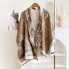 Leaf Print Mori Double-Sided Imitation Cashmere Scarf Winter High-End Warm Shawl Women