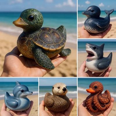 7СМ Серия Морская жизнь Фигурки уток,Морские существа Утка Милый дизайн Утка Смоляная статуэтка Коллекционный Морской подарок Домашний декор Подарок-сюрприз для детей