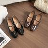 Square Head Single Shoes Women's Light Mouth Thick Heel New One-word Buckle Mary Jane Shoes