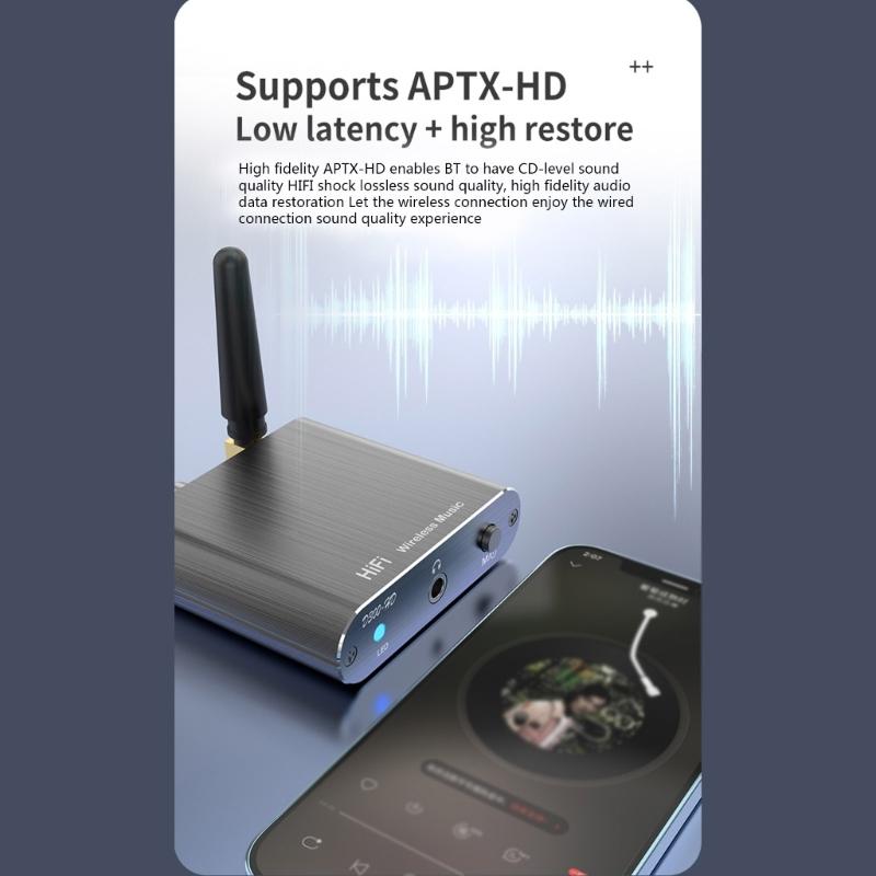 D300 Alloy Wireless Audio Adapter Bluetooth-compatible5.2 Audio Receiver Support Coaxial/Aux Audio /Optical Fiber Output