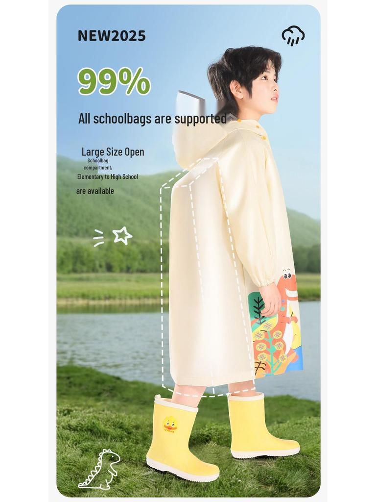 Kids' Waterproof School Raincoat with Backpack Space – Extended Length Poncho for Boys and Girls