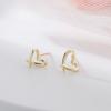 Korean Version of Hollowed-heart Earrings Sweet, Small and Exquisite Heart-shaped Earrings Birthday Gift