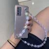 Cute Colorful Clear Flower Wristbands Hand Chain Transparent Hard Pc Phone Case For Samsung Galaxy Z Fold 3 2 5g Cover