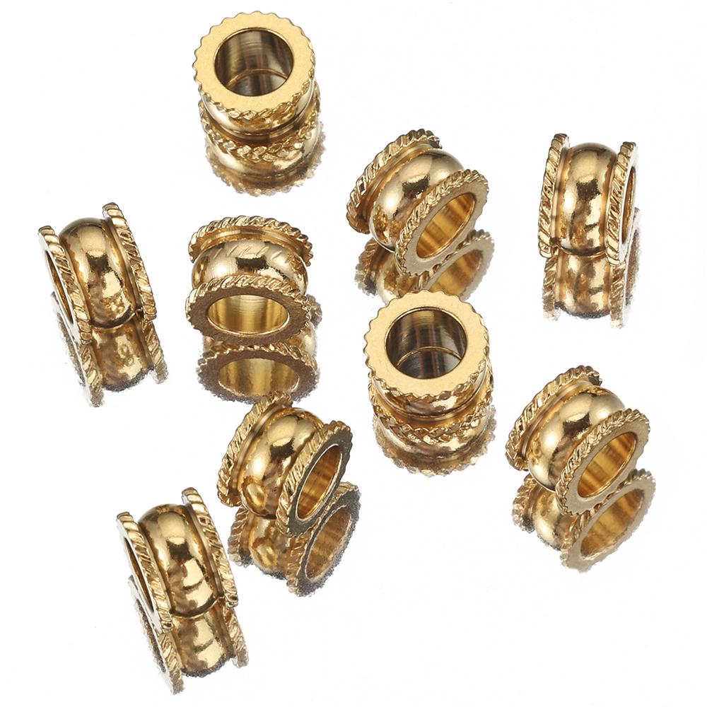 20pcs Hole 5mm Stainless Steel Spacer Beads Gold Color Hub Charm Loose Beads for Bracelets Necklace Leather Jewelry Making DIY