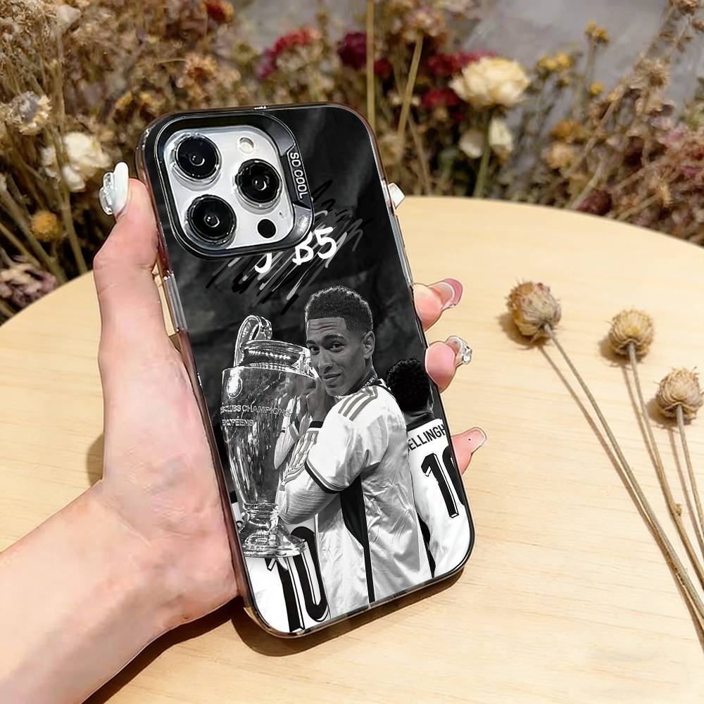 Футбольный J-Jude B-Bellinghams Чехол для телефона для iPhone 17,16,15,14,13,12,11 Plus,Pro Max,XS,Цветной Посеребренная Внутренняя Крышка