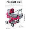 Foldable Baby Doll Stroller Large Toy Pram with Shoulder Bag Retractable Canopy Adjustable Soft Handle Kids Girls Pretend Play