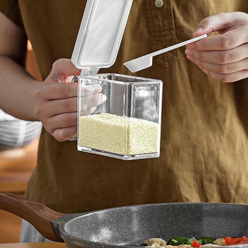 Multifunctional Stackable Kitchen Seasoning Container, Push-on Lid with Visible Sealing Lid Thickened Seasoning Container